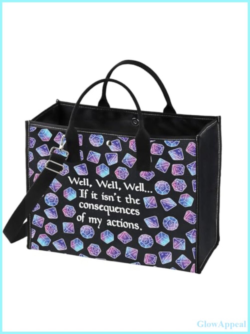 Canvas Tote Bag Dice Pouch RPG Gamer Shoulder Bag Crossbody